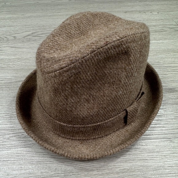 Dobbs Other - Dobbs‎ Euclid Men's Fedora Hat Size 7 1/4 Brown Herringbone Wool Blend